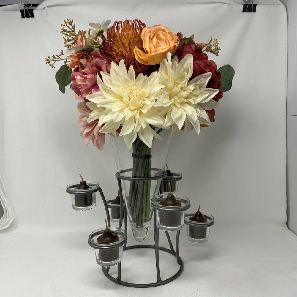 Tealight & Votive Holder w/Vase Centerpiece - Picture 1 of 12